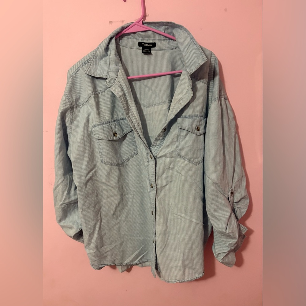 ⭐️Tattoo Light Blue Button-Up Shirt - Women's Casual Top